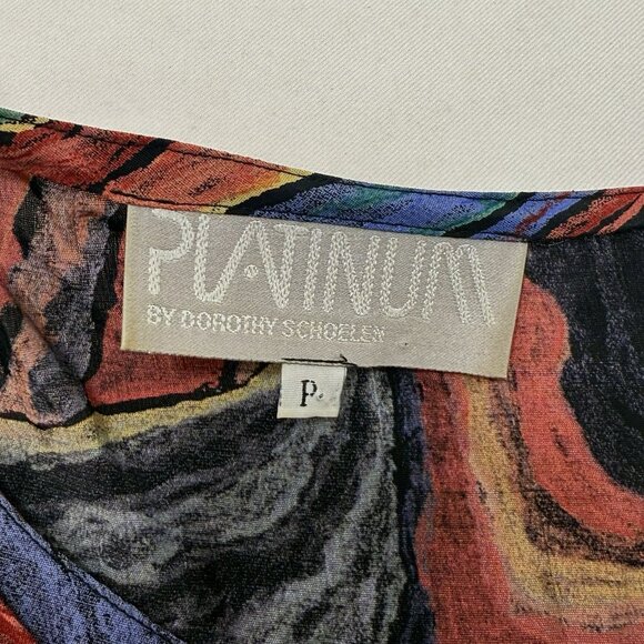 Vintage Platinum Dorothy Schoelen Sleeveless Blouse Women Petite Abstract Retro - Picture 7 of 12